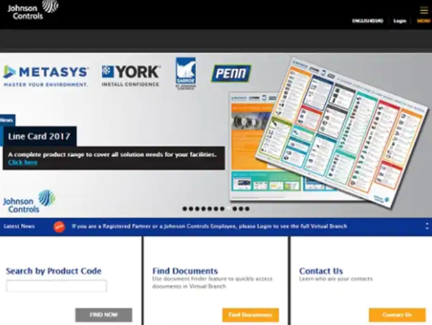 Johnson Controls' dedicated eCatalog website