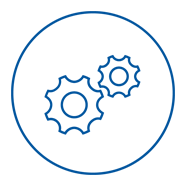 Icon of two gears within a circle