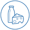 Icon of a bottle of milk and cheese