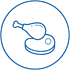 Icon of meat products within a circle