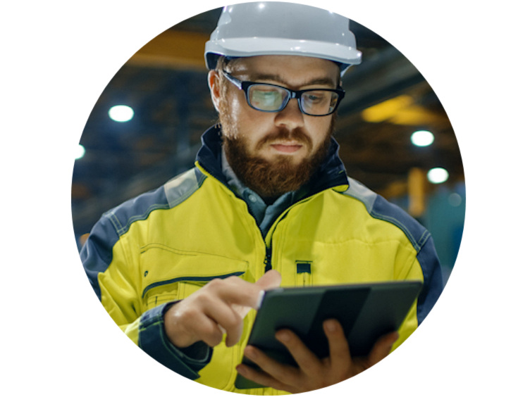 Engineer using a tablet